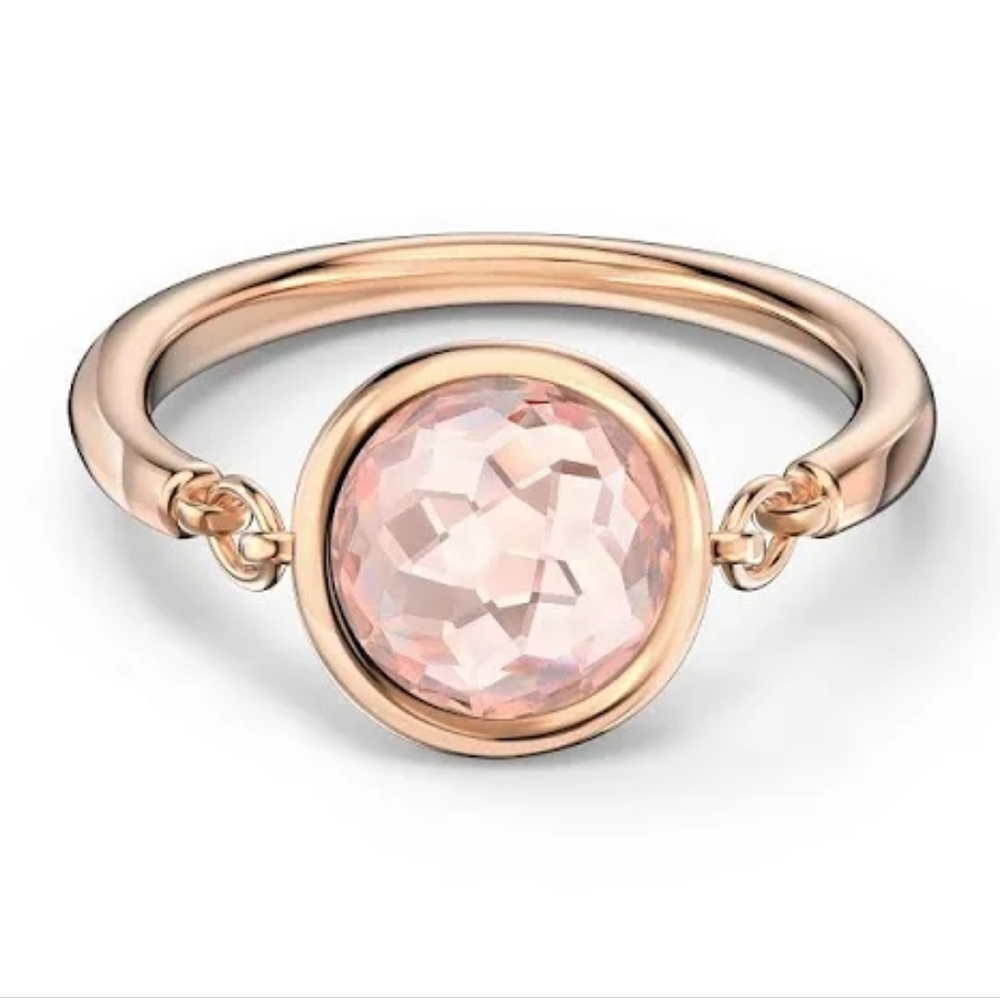 Swarovski Tahlia Ring Round Cut Pink Rose Gold Tone Plated - Picture 4 of 12